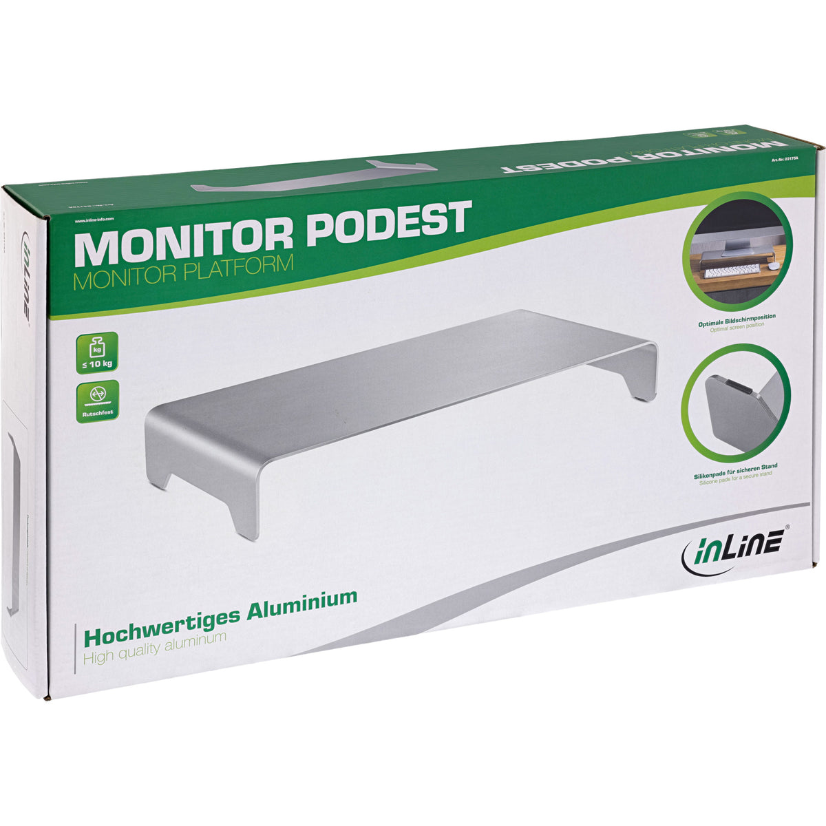 InLine® Monitor Podest, Aluminium, 63 mm, max. 10 kg – Ansicht 9
