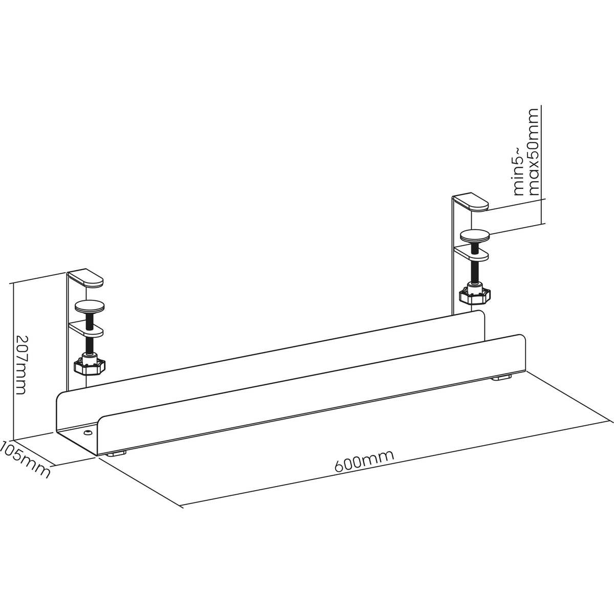 InLine® Kabelführungsschiene für Untertisch-Montage, ohne Bohren, 600 mm – Ansicht 6