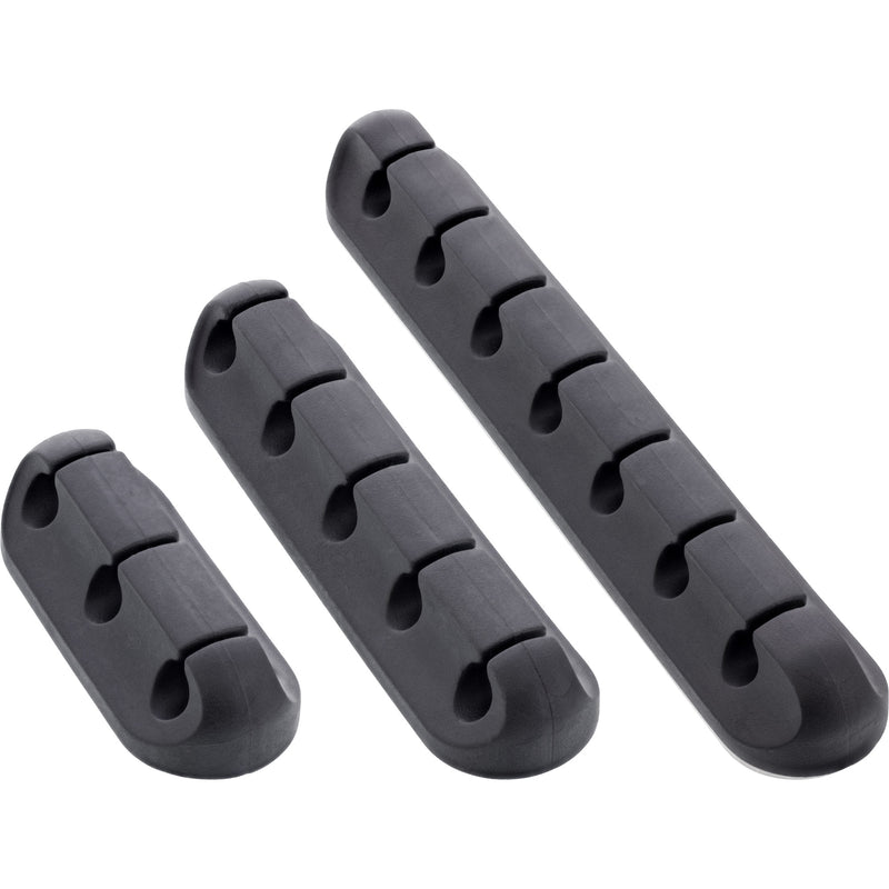 InLine® Kabelmanager-Set, 3-, 5-, 7-fach, selbstklebend, schwarz – Produktansicht